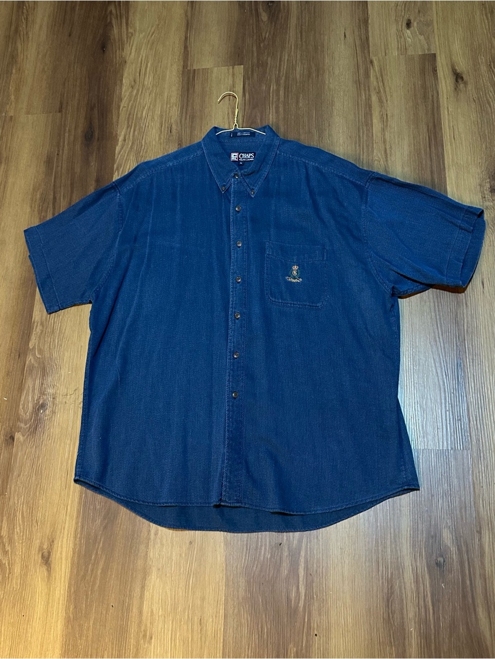 Vintage Chaps Ralph Lauren 100% Cotton Short Sleeve Button Down Shirt Size XL